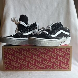 Vans Black and Silver Glitter Sneakers